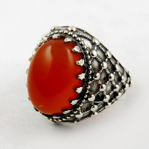 Shade Of The Sun !! Orange Carnelian 925 Sterling Silver Ring