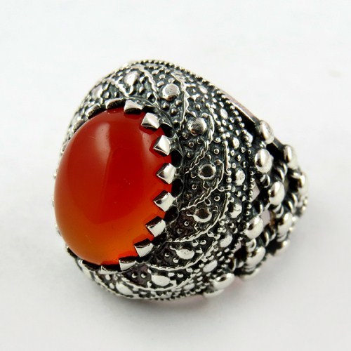 Marvelous Creation !! Orange Carnelian 925 Sterling Silver Ring