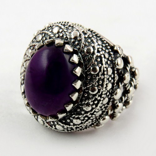 Real Natural Beauty !! Purple Amethyst 925 Sterling Silver Ring