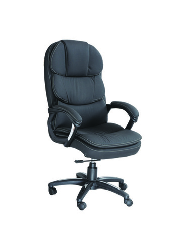 Designer Chair - Leather And Metal, 48in Height, Black | Ergonomic Design, Back Support, Adjustable, Durable, Comfortable, Easy Cleaning