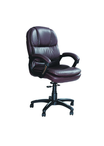 Designer Chair - Leather & Metal, W65xD65xH110cm, Brown | Ergonomic Design, Lumbar Support, Adjustable Height, Swivel Base, Caster Wheels