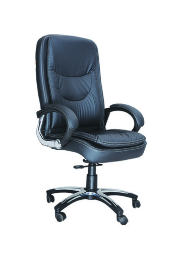 Designer Chair - Leather & Steel, 26"x28"x40", Black | Ergonomic, Adjustable Height, Lumbar Support, Smooth Rolling