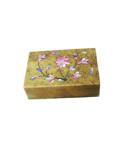 Brown Marble Box with Stone Inlay work