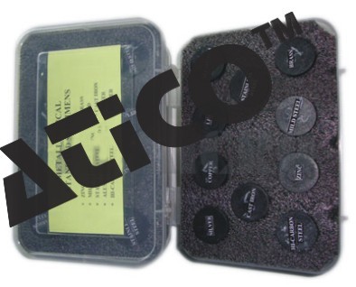 Specimen Sets - Metallurgical Structure Set Of 10/12/24, Polished Etched Labeled Specimens In Plastic Box