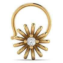 18K Yellow Gold Nose Pin with Diamonds