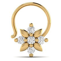 18K Yellow Gold Nose Pin with Diamonds