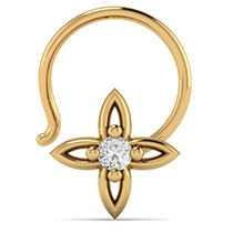 18K Yellow Gold Nose Pin with Diamonds