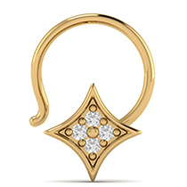 18K Yellow Gold Nose Pin with Diamonds