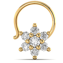18K Yellow Gold Nose Pin with Diamonds