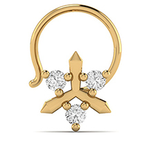 18K Yellow Gold Nose Pin with Diamonds