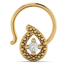 18K Yellow Gold Nose Pin with Diamonds