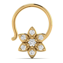 18K Yellow Gold Nose Pin with Diamonds