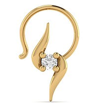 18K Yellow Gold Nose Pin with Diamonds