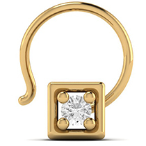 18K Yellow Gold Nose Pin with Diamonds