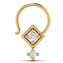 18K Yellow Gold Nose Pin with Diamonds