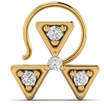 18K Yellow Gold Nose Pin with Diamonds