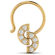 18K Yellow Gold Nose Pin with Diamonds