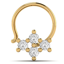 18K Yellow Gold Nose Pin with Diamonds