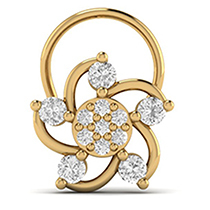 18K Yellow Gold Nose Pin with Diamonds