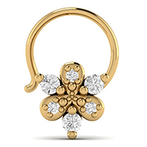 18K Yellow Gold Nose Pin with Diamonds