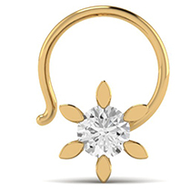 18K Yellow Gold Nose Pin with Diamonds