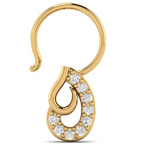 18K Yellow Gold Nose Pin with Diamonds