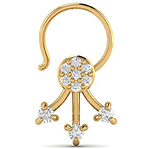 18K Yellow Gold Nose Pin with Diamonds