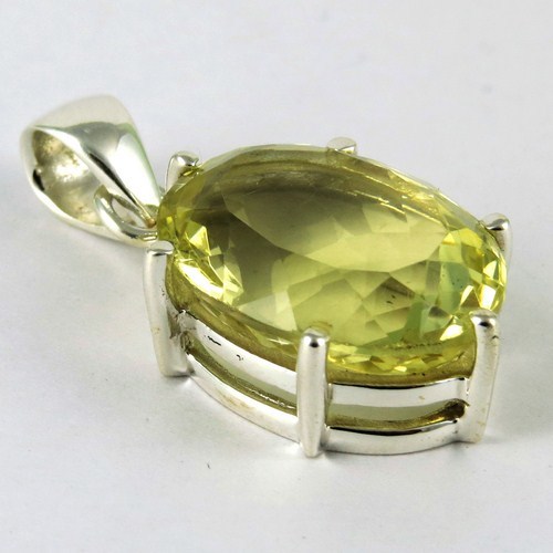 Real Treasure Faceted Lemon Topaz 925 Sterling Silver Pendant