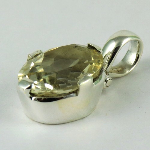 Fancy Genuine !! Lemon Topaz 925 Sterling Silver Pendant