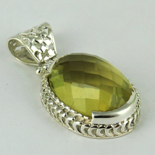 Grounding Stone !! Lemon Topaz 925 Sterling Silver Pendant
