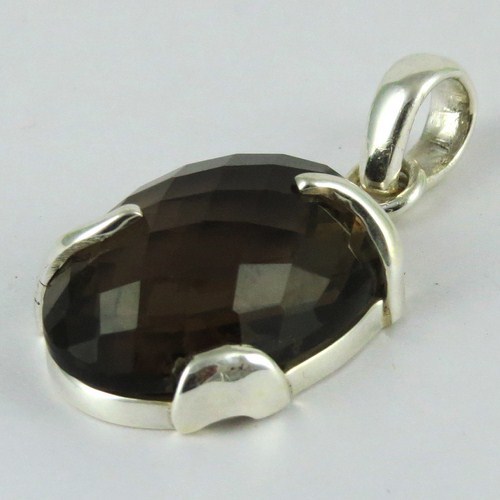 Cloud In Brown !! Smoky Quartz 925 Sterling Silver Pendant