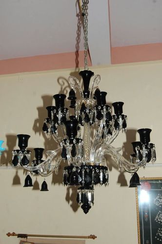 Glass Hanging Chandelier Crystal - Color: Black And Transparent
