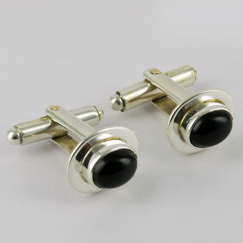 Custom Fashion !! Black Onyx 925 Sterling Silver Cufflinks