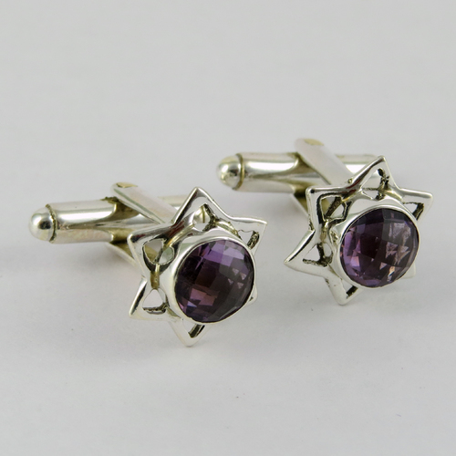 Sun Goddess !! Amethyst 925 Sterling Silver Cufflinks