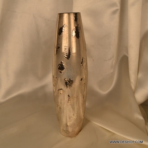 Long Silver Glass Flower Vase