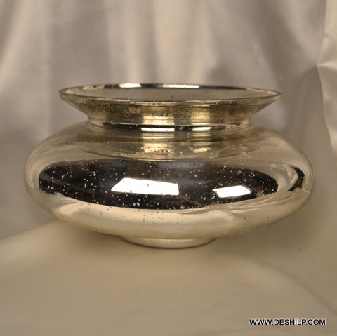 Silver Glass Flower Pot Round Shaped head