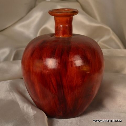 Red Color Glass Flower Vase Decorative Flower pot
