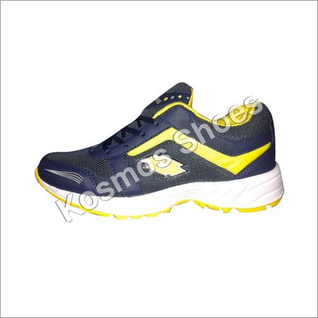 Yellow Sport Shoe - PU Leather, Various Sizes, Navy Blue | Lace-up Closure, Comfortable Fit, Durable, Lightweight Rubber Sole