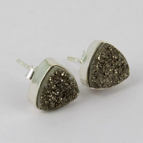 Very Stunning Jewelry !! Titanium Druzy 925 Sterling Silver Earring