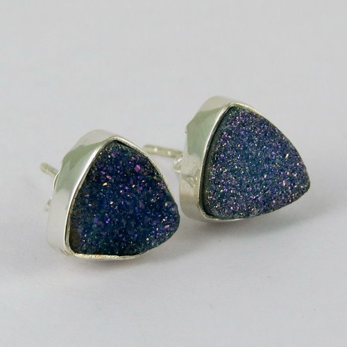 Most Beautiful Design !! Titanium Druzy 925 Sterling Silver Earring