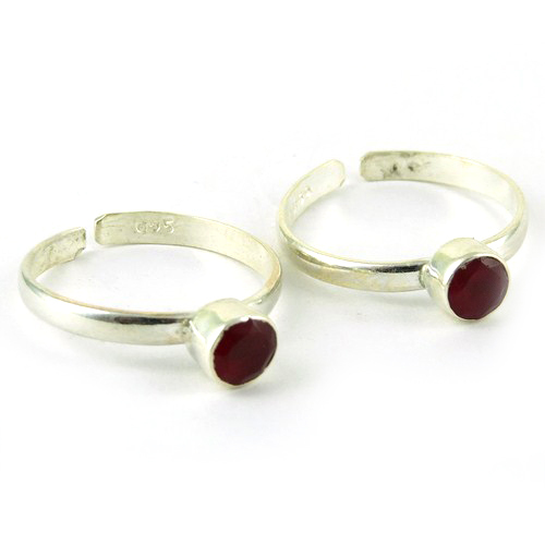 Red Onyx 925 Sterling Silver Toe Rings