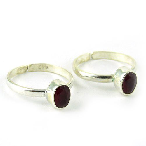 Natural Red !! Red Onyx 925 Sterling Silver Toe Rings
