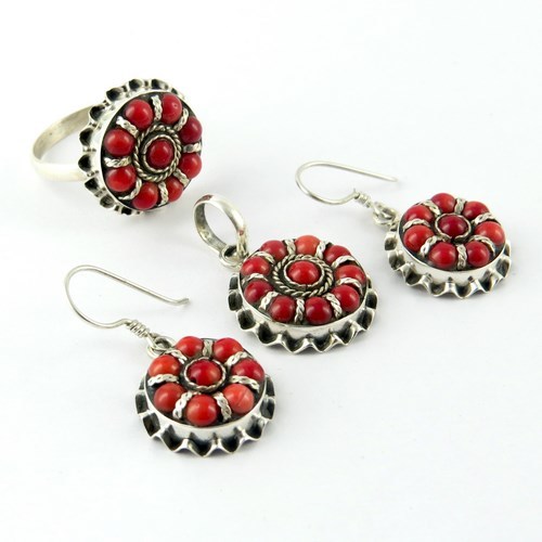 Oxidized Coral 925 Sterling Silver Earrings