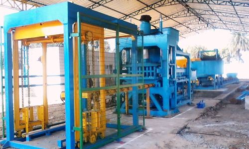 RBM-25 Fly Ash Concrete Brick Making Plant - 12 Feet Conveyor, 7.5 HP Motor, Blue & Yellow Color | Fully Automatic with Vibr-Hydraulic Press, Auto Batching System