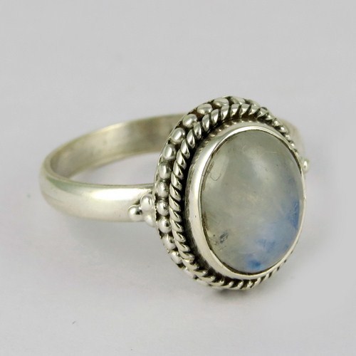 Mystic Universe !! Rainbow Moonstone 925 Sterling Silver Ring