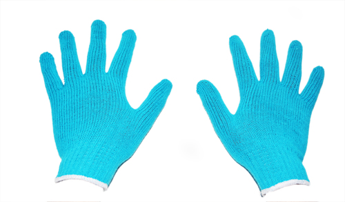 Light Sky Blue Cotton Knitted Gloves