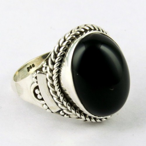 Natural !! Black Onyx 925 Sterling Silver Ring