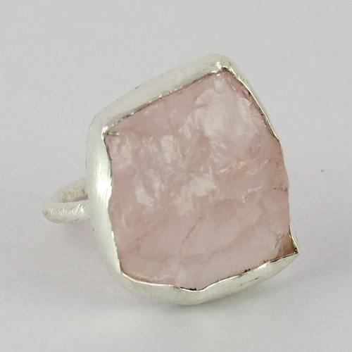 Natural Beauty! Light Pink Rose Quartz 925 Sterling Silver