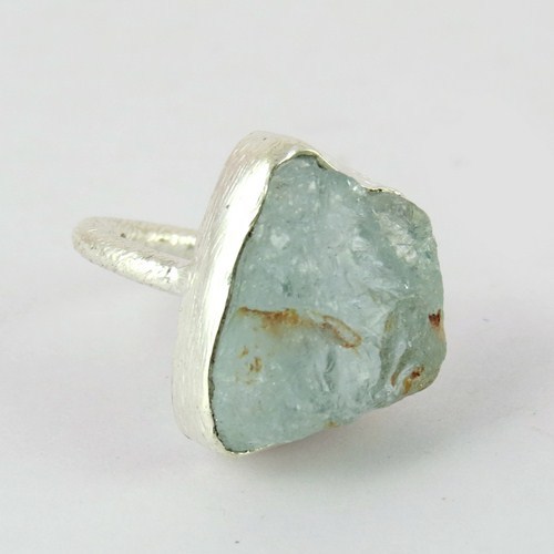 Falling Love Design !! Aquamarine 925 Sterling Silver Ring