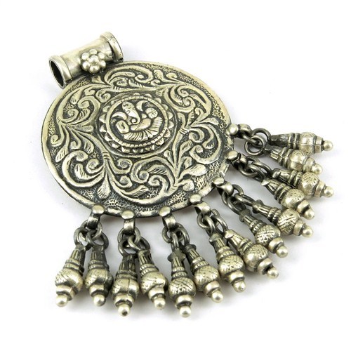 Antique Jewelry Oxidized Plain Silver 925 Sterling Silver Pendant
